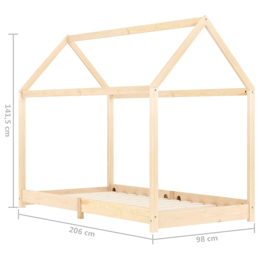 SKM Estructura de Cama Infantil de Madera Maciza de Pino 90x200 cm,Mobiliario,Mobiliario para bebés y niños pequeños,Cunas y Camas para niños,Marrón,283348