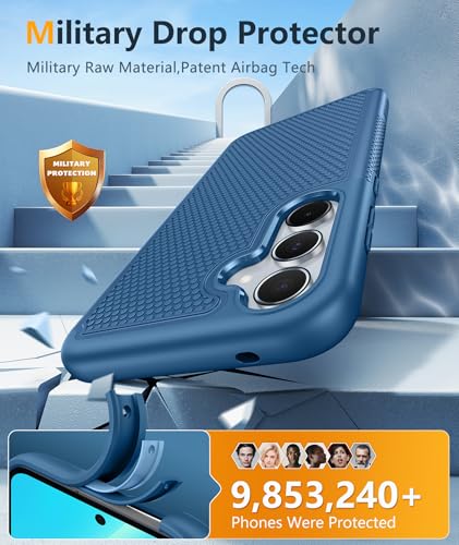Image of FNTCASE for Samsung Galaxy A35-5G Case: Dual Layer Protective Heavy Duty Cell Phone Cover Shockproof Rugged with Non Slip Textured Back - Military Protection Bumper Tough - 2024, 6.6 inch Blue
