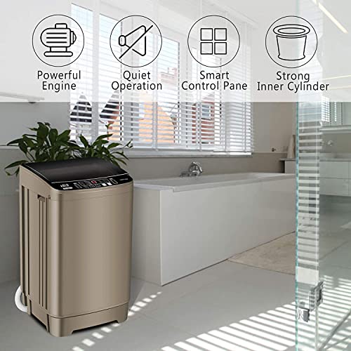 Image of KRIB BLING Full-Automatic Washing Machine with Drain Pump, 17.7 lbs Compact Washer, 10 Wash Program & 8 Water Level, Ideal for Apartment, Dorm, RV, Gold (KB02-GOLD6)