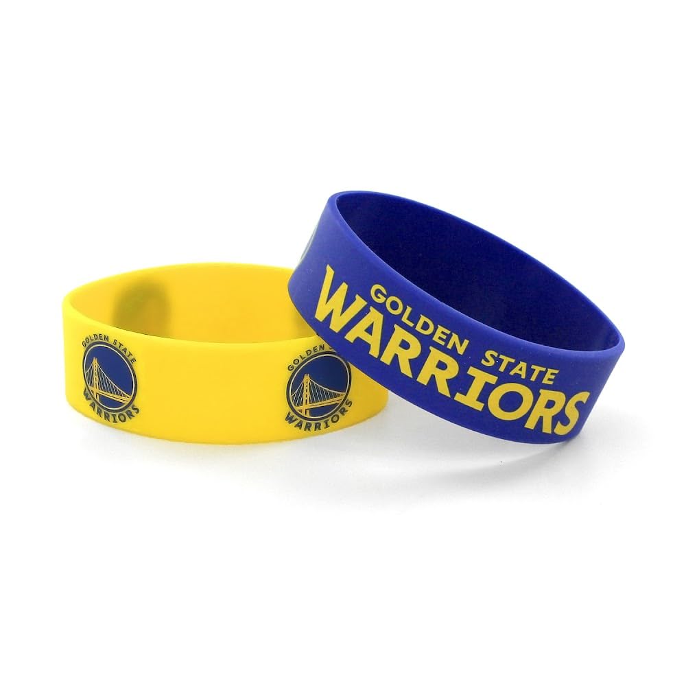 NBA Golden State Warriors Wide Silicone Bracelet, 2-Pack