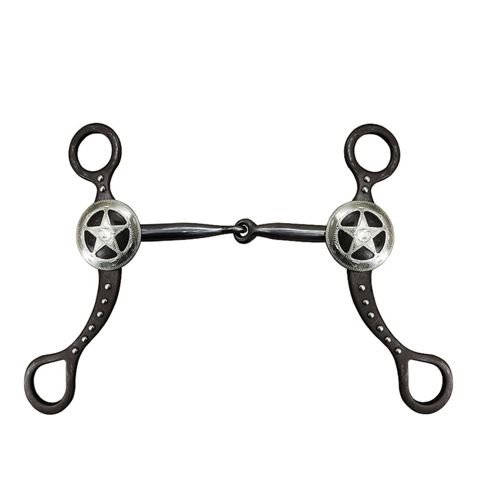 Wygwlg Broca de Caballo Occidental de Cobre Antiguo, Broca de Caballo de Acero Inoxidable, con decoración de Plata Alemana (Color : Black, Size : 13.5cm)