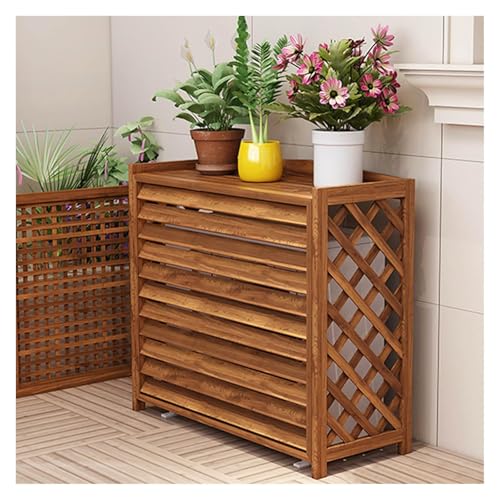Funda de madera para aire acondicionado, resistente a la intemperie y a la corrosión, protección de aire acondicionado, elegante decoración de patio y escudo funcional de aire acondicionado