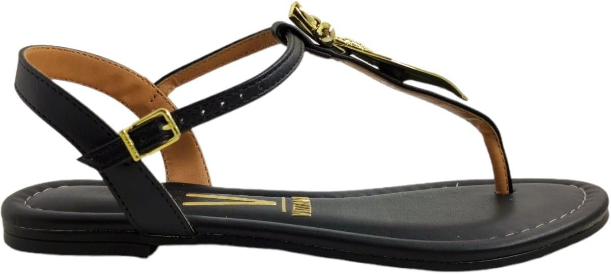 Sandália Rasteira Feminina Vizzano – Detalhe Folha em Pelica, Confortável, Macia e para o Dia a Dia