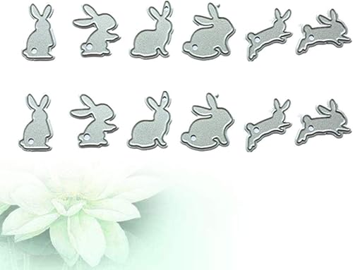 Miniatura 7 de Exceart 12 troqueles de corte con forma de conejo, suministros de álbum de recortes, troqueles de metal para hacer tarjetas, papel de relieve,