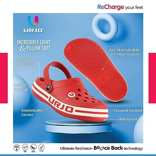Image of URJO Streak Kid's Clogs /Sandals with Adjustable Back Strap Ultra Soft & Flexibility Anti Skid Comfortable Waterproof Daily Mules Clogs /Sandals Boy's & Girl's