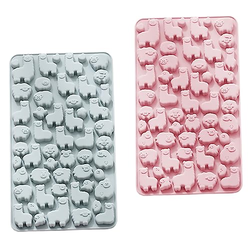 ABOOFAN 2pcs Alpaca Silicone Chocolate Molds Blue Pink Animal Shape Baking Molds for Homemade Candy for Boys and Girls and Parties