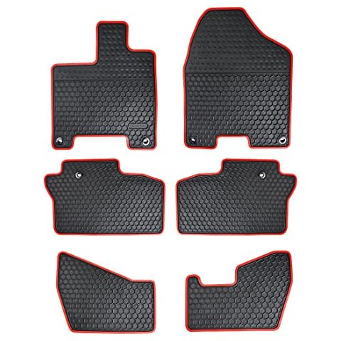 Matericuo Car Rubber Floor Mat for Honda Pilot 2016-2021 Custom Fit Black Red Auto Liner Mats All Weather Protection Heavy Duty Odorless Cover