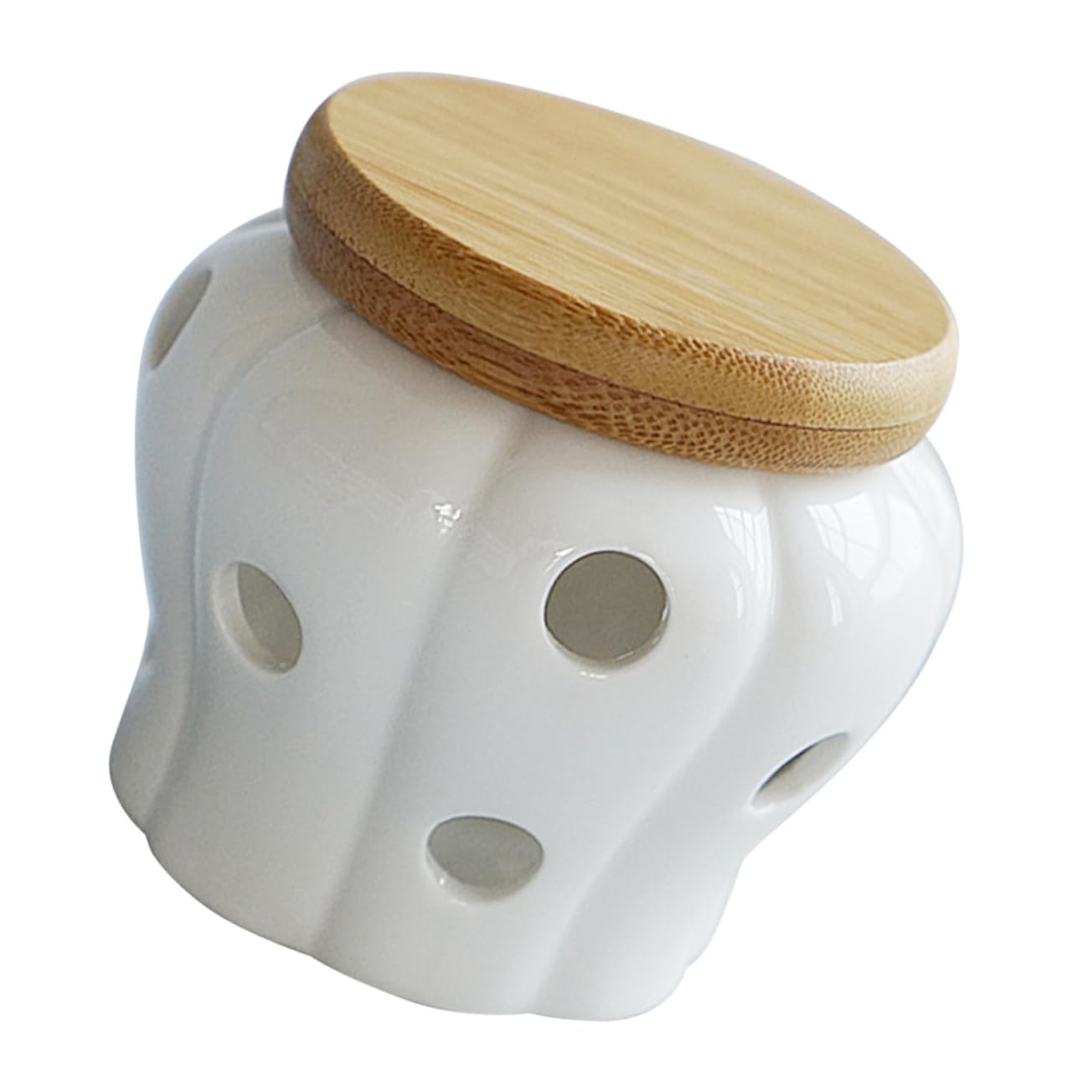 FUNOMOCYA Ceramic Soybeans Jar Garlic Keeper Garlic Storage Jar Air Vents Ginger Container Garlic Preservati