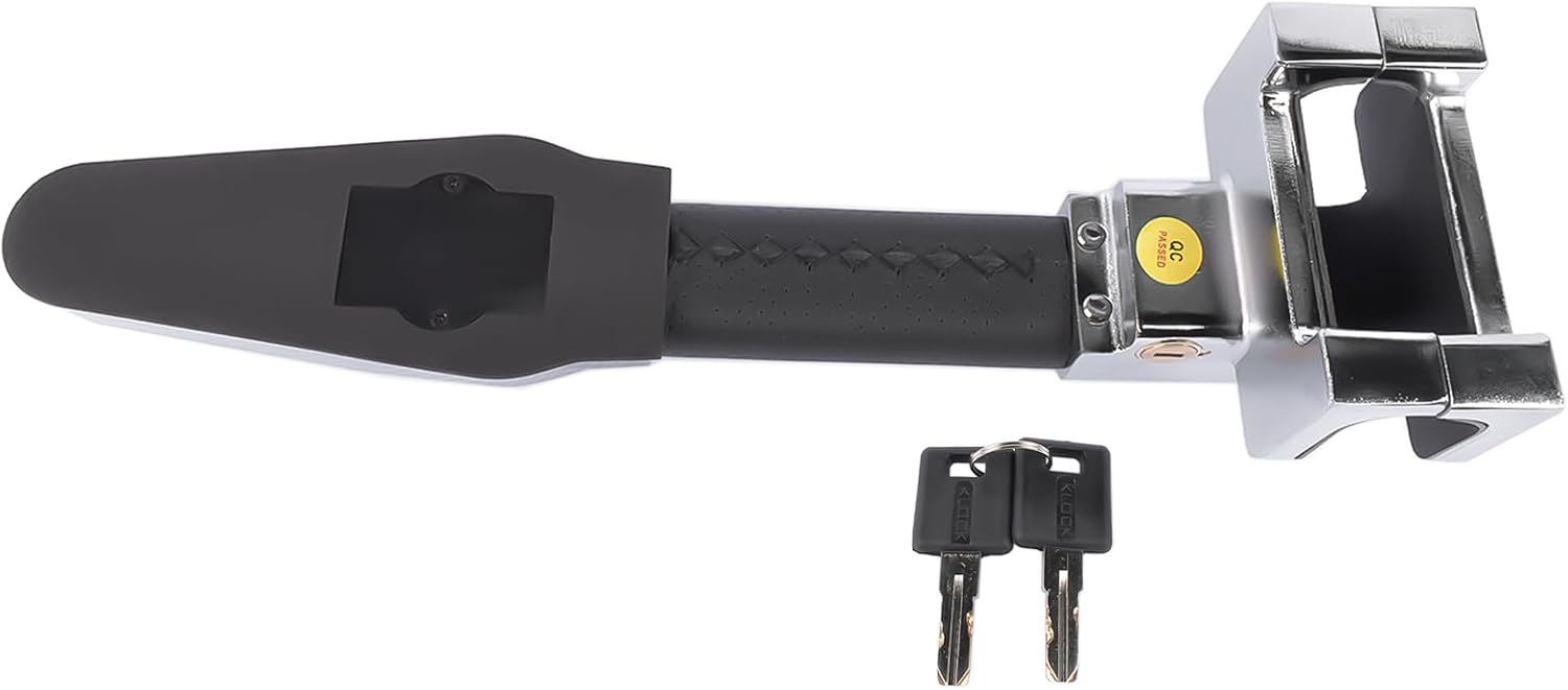 Steering Wheel Lock with Alarm, Heavy Duty Anti-Theft Device Lock with 120db Alarm for Vehicle Auto Truck SUV Van with 2 Keys Black AKWH