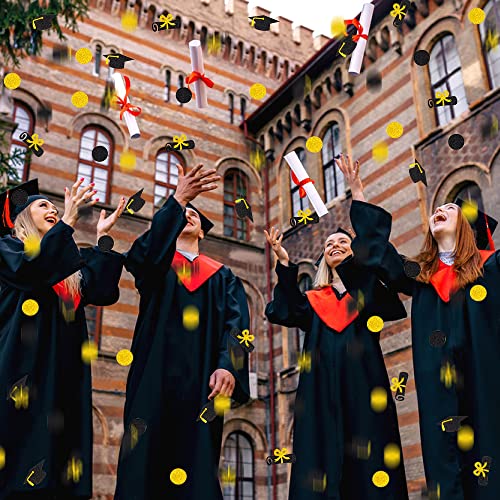 Yujun 160Pcs Graduation Confetti,2023 Gold And Black Paper Glitter Graduation Party Supplies Congrats Grad 2023 Graduation Cap Table Confetti Glitter For Class Of 2023 High School College Graduation Party Decoration #TOP6