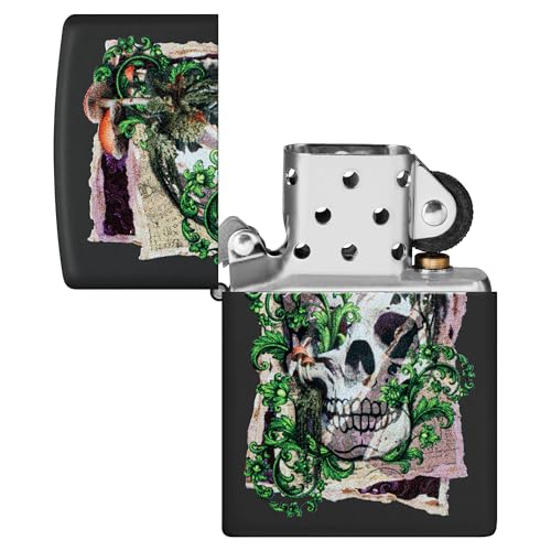 Encendedor Zippo Skull Collage Diseño Negro Mate miniatura 4