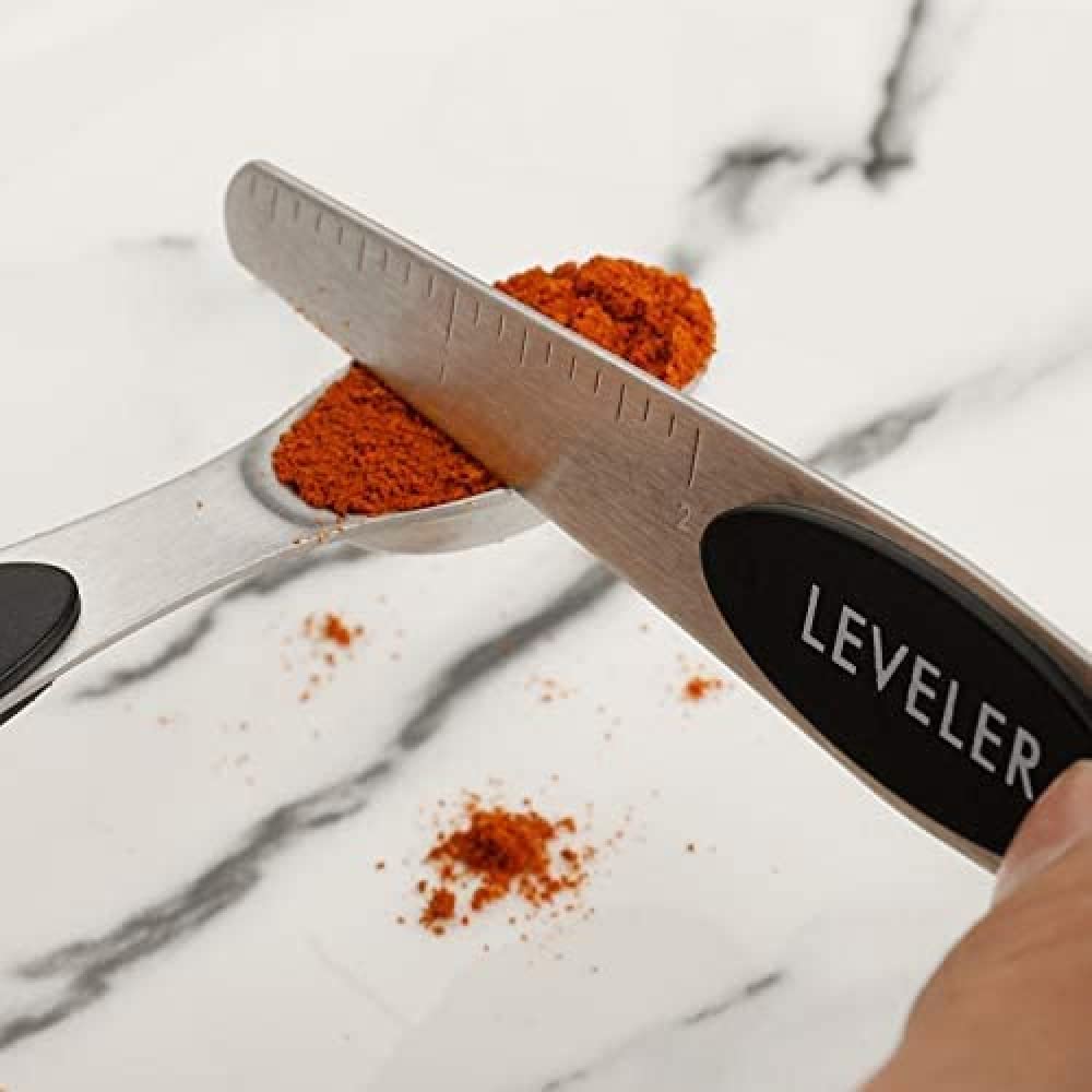 YXSH Juego De Cucharas Medidoras Magnéticas Cucharadita De Acero Inoxidable De Doble Cara para Medir Ingredientes Secos Y Líquidos