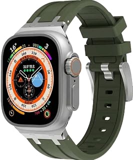 KICKSTORM Rugged Silicone Sport Band with Metal Buckle – Compatible with Apple Watch Straps 49/46/45/44/42mm – Soft Waterproof Replacement Band for iWatch Series 11/10/9/8/7/6/5/4/SE/Ultra(Watch Not)