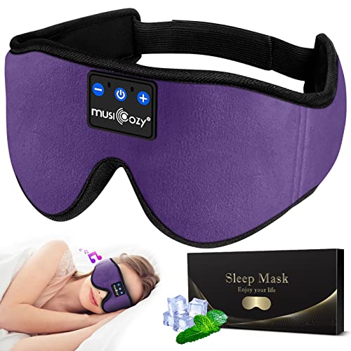 Schlafmaske Schlafkopfhörer Bluetooth, Schlaf Kopfhörer Verbesserte Augenmaske mit Innovativem Verstecktem Nasenflügel Design Blockiert Licht 99%,Waschbare Freisprech Augenmaske für Schlafen,Reisen Cover