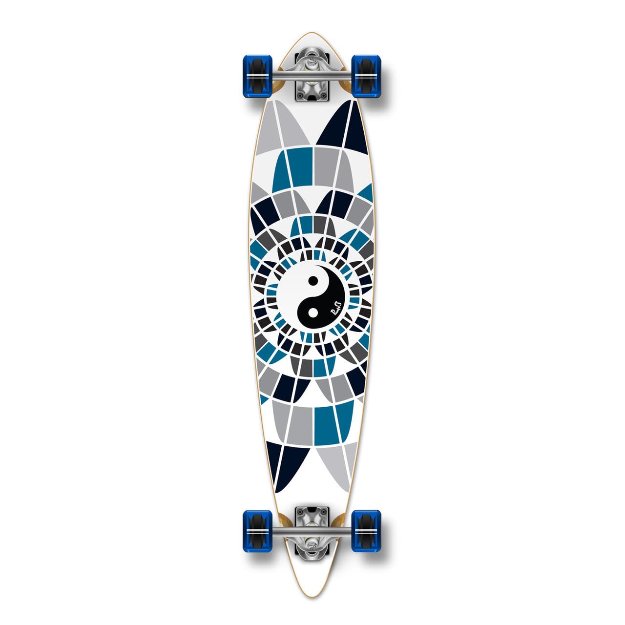 YocaherGraphic Complete Pintail Skateboards Longboard w/Black Widow Premium 80A Grip Tape Aluminum Alloy Truck ABEC7 Bearing 70mm Skateboard Wheels