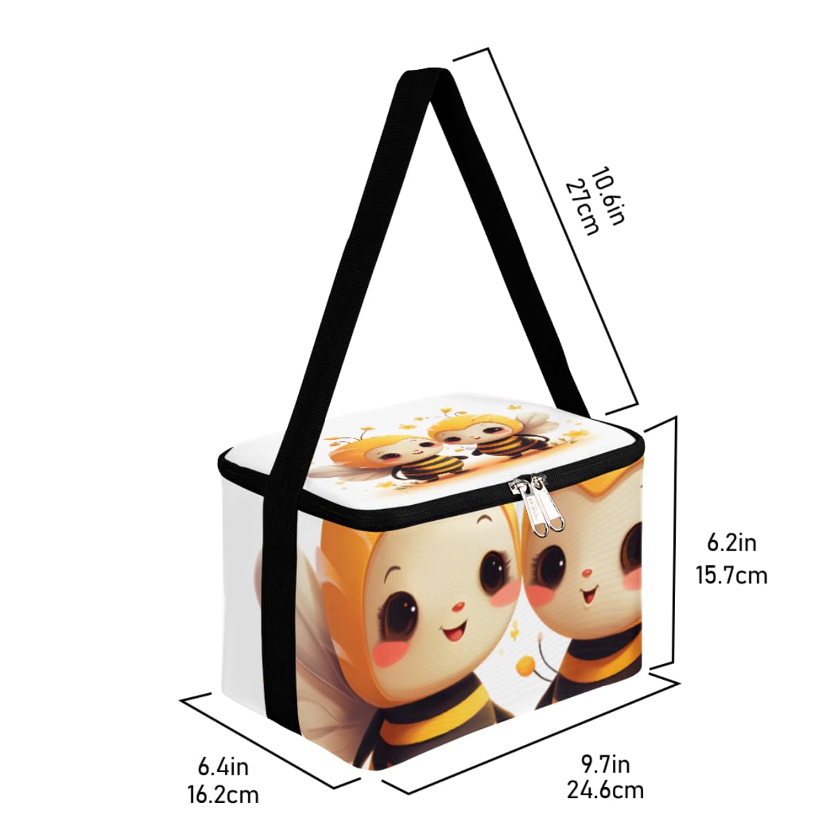 GzLeyigou Lunch Bags for Women Men 9 Cans,Bees Friends Hot & Cold Food Delivery Bag Insulated Grocery Bag Insulated Lunch Box Cute Bees Cooler Bag for Office Work Picnic Beach
