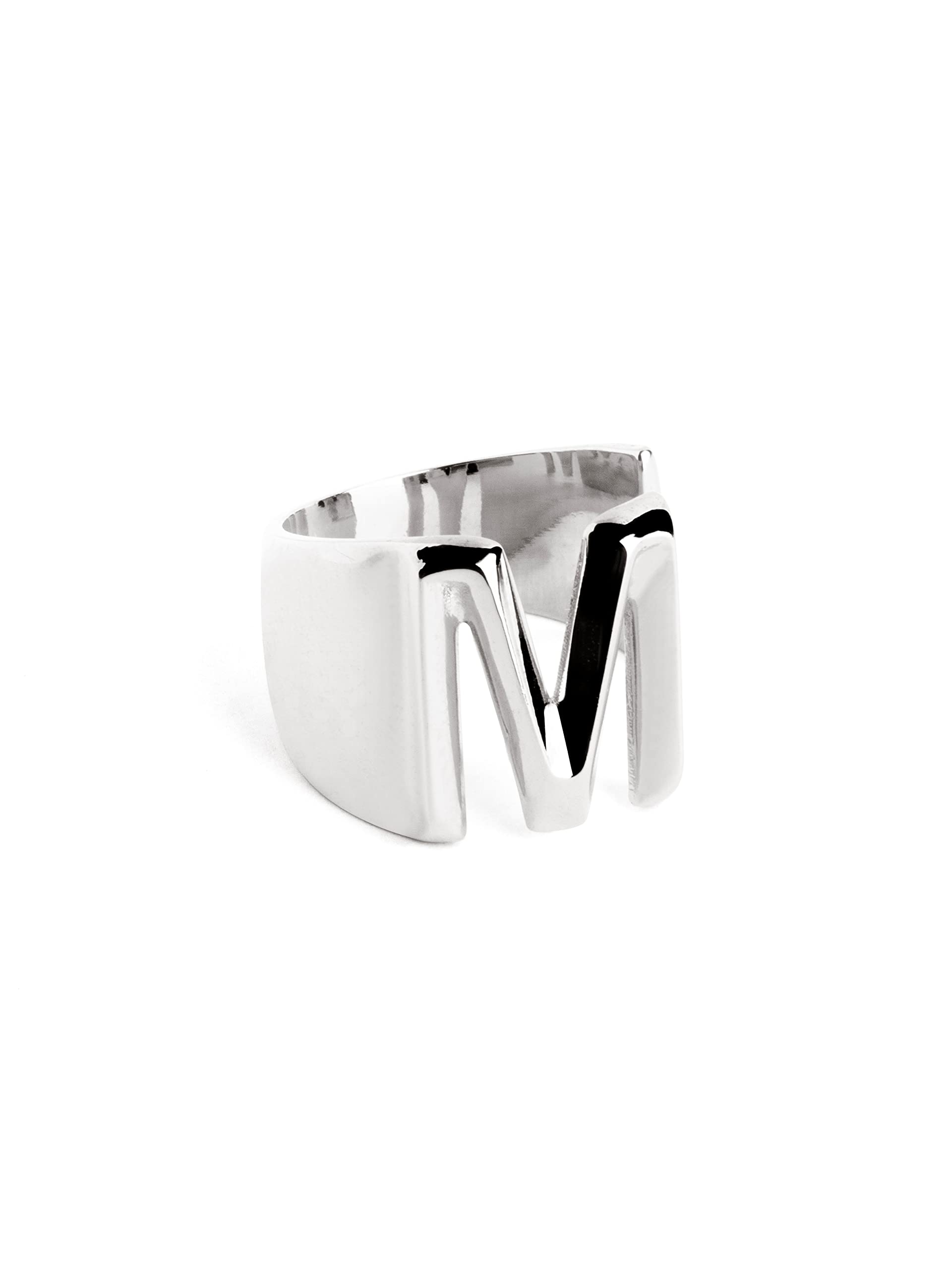 SINGULARUAnillo Personalizado Letter Signet - Anillo Macizo Ajustable - Latón con Acabado Baño de Oro de 18 Kt. - Talla Unica - Joyas para Mujer - Hecho en España