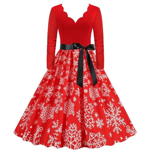 Robe de Noël manches longues pour un réveillon en famille style 1950