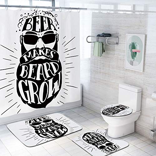 Man Cave Decor 69x70 inch Shower Curtain Sets,Beer Makes Beard Grow Oktoberfest Inspired