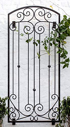 Image of H Potter Wall Mounted Garden Trellis 72 inch H, Heavy Duty Iron, Charcoal Brown | Adjustable wall brackets included. Powder-coated finish. Supports climbing roses, clematis, ivy and vines.