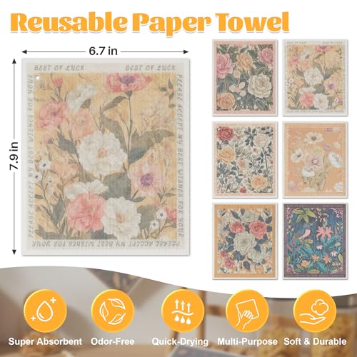 Image of JOYMOOP 6 Pack Dishcloths for Kitchen, Reusable Absorbent Non-Scratch Cleaning Cloths, Washable Quick-Drying Rags for Cookware and Household, 6.7x7.9 Inch
