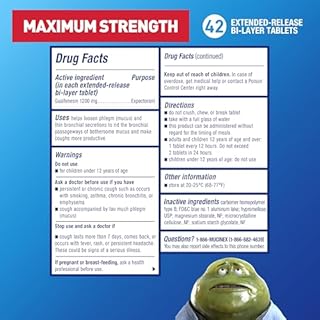 Mucinex 12 Hour Maximum Strength 1200 mg Guaifenesin Extended-Release Tablets for Excess Mucus Relief, Expectorant Aids Excess Mucus Removal, Chest Congestion Relief, 42 Tablets