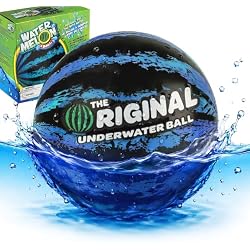 Watermelon Ball – The Ultimate Swimming Pool Game for Under Water Passing, Dribbling, Diving and Pool Games for Teens, Kids, or Adults, Balls Fills with Water, Blue, 9 inches