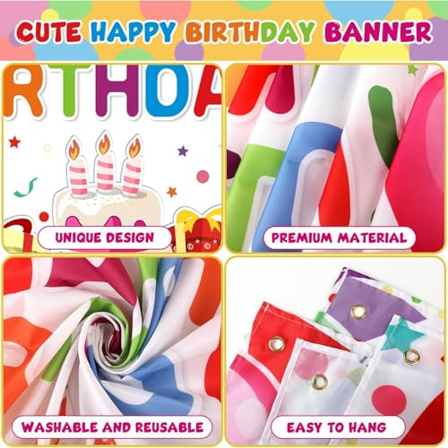 Image of DARSHANAM WORLD Birthday Decoration Backdrop Cloth Curtain (Pack of 1, Size: 5x8 Feet) Background Enhancer Poster,Happy Birthday Sign Theme-(Polyester) (Multicolor)