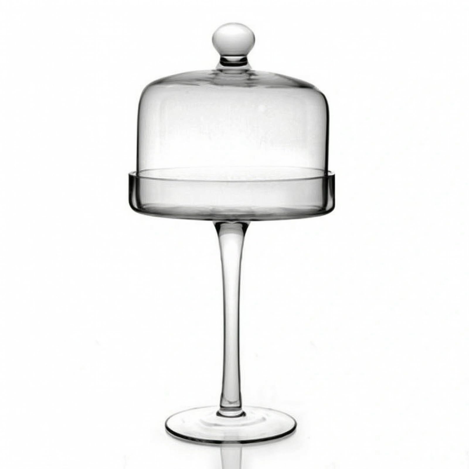 Plat à Gâteau avec Cloche en Verre Présentoir à Gâteaux avec Couvercle Anti-Poussière Cloche à ssert sur Pied pour Mariage, Transparent, Moyen