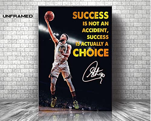 Niiorty Stephen Curry Art Print Poster, Inspirational Success Canvas Wall Art For Home And Office, Motivational Basketball Poster, A Unique Gift For Sports Fans, Men, And Teens, 16" X 24" - No Frame #TOP1