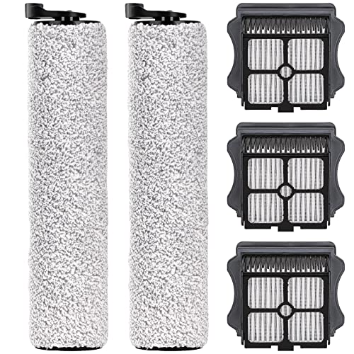 Image of (5 Pieces) Replacement Brush Rollers and HEPA Filters Compatible with Tineco Floor One S3 / iFloor 3 Cordless Wet Dry Vacuum Cleaner, Replacement Parts Accessories Kit, 2 Main Brushes, 3 HEPA Filters