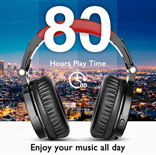 OneOdio Bluetooth Headphones Over Ear Wireless Bass Boosted Stereo Hi-Fi Sound 80 Hrs Playtime with Studio Music Level Sound Quality 50mm Neodymium Speaker Foldable Headphone with Mic