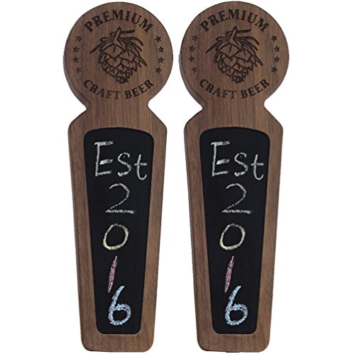 Fanfoobi Set Of 2 Wooden Keg Tap Handle Chalkboard, Laser Engraved Premium Craft Beer With Pine Nuts Logo, Double Tap Handle For Kegerator, 8.3" Length Round Tap … #TOP4