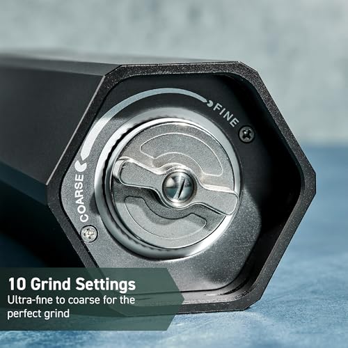 Image of HexClad HexMill Salt Grinder, Professional Grade Heavy-Duty, Refillable, Aluminum Gunmetal Gray, Adjustable Ten Grind Settings