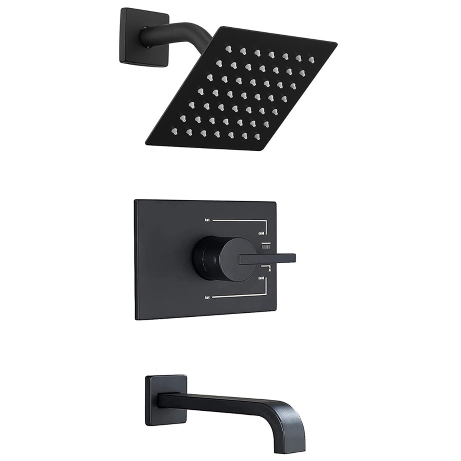 Mitigeur de douche encastré noir mat design luxe avec pommeau de 10 pouces