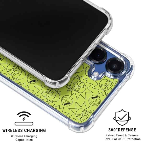 Skinit Clear Phone Case Compatible with Galaxy S25 Plus - Officially Licensed Adult Swim Rick and Morty Rick and Morty All Over Print Design