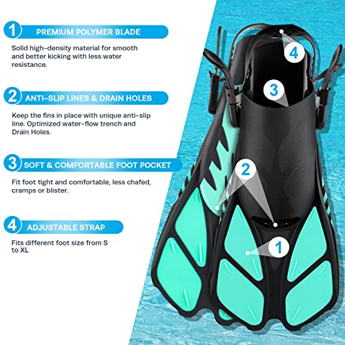 Zeeporte Mask Fin Snorkel Set, Travel Size Snorkeling Gear For Adults With Panoramic View Anti-Fog Mask, Trek Fins, Dry Top Snorkel And Gear Bag For Swimming Training, Snorkeling Kit Diving Packages #TOP5