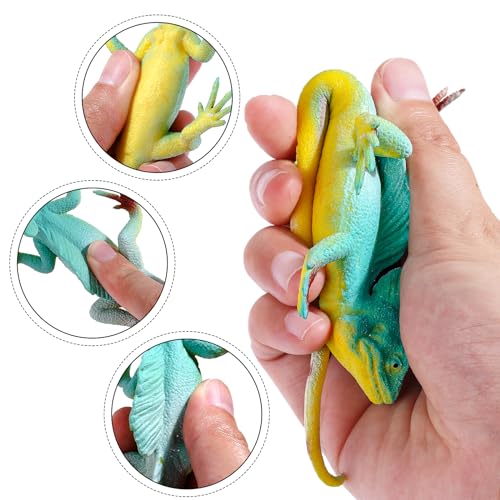 Amabro Chamäleon, Chameleon weiche Gummi Reptilienfigur, Realistische Eidechsenfiguren elastisches Gummitiere Kuscheltier Eidechsenmodell lebensechtes Reptilienspielzeug für Geburtstagsgeschenk