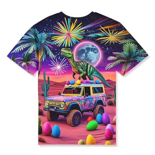 Image of Linnhoy Kids 3D Print Fashion Graphic T-Shirts for Boys Girls 6-16 Years | Unisex Colorful Short Sleeve, Crewneck, Breathable Fabric, Suitable for Daily Sport Festival Wear