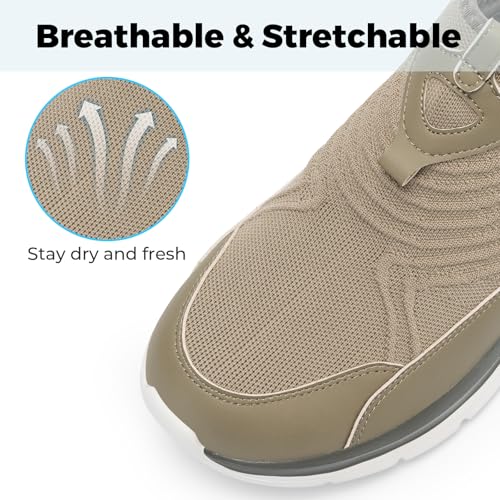 FitVille Men's Extra Wide Slip-On Walking Shoes, Hands-Free Orthopedic Sneakers with Arch Support for Plantar Fasciitis, Bunions and Hammertoes &ndash; Step Ease V1