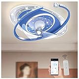  VVLXRIC Plafonier Led Avec Telecommande ， Plafonnier Angle RéGlable Ventilateur Led ， Pour Chambre Salle A Manger Cuisine,Blue