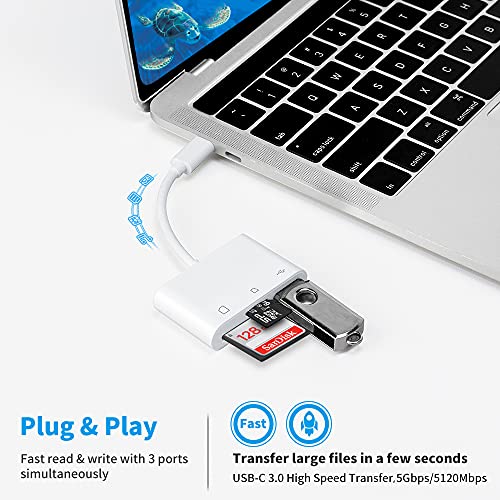 Usb C Sd Card Reader Adapter, Ihoryson Type C Micro Sd Tf Card Reader Adapter, 3 In 1 Usb C To Usb Camera Memory Card Reader Adapter For New Pad Pro Macbook Pro And More Ubc C Devices #TOP2