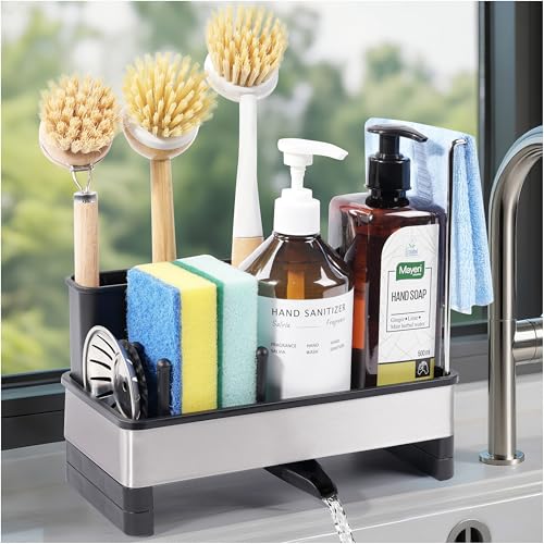 Sponge Holder for Kitchen Sink Caddy Organizer, Dish Brush Holder