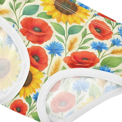Joisal Sunflowers Red Floral Beige Toddler Girls Underwear 2t Cotton Little Girl Panties Fun Print Undies Kids Briefs4