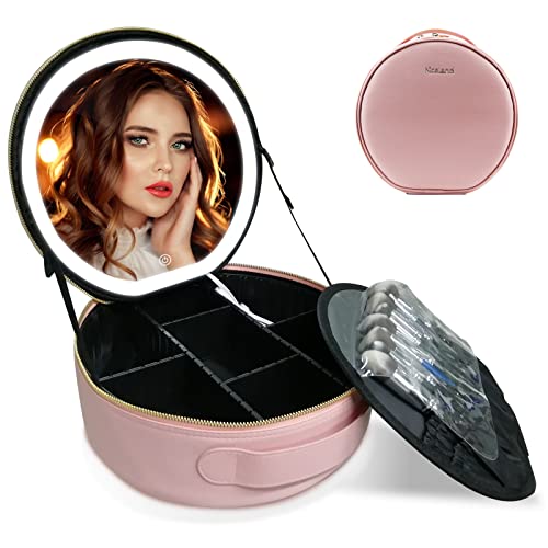 navmen-Makeup-Travel-Bagwith-LED-Mirror-Light-3-Adjustable-Brightness-WaterproofWomen-Cosmetic-Case-Portable-Storage-Partitionfor-Makeup-Skin-Care-ProductsPink
