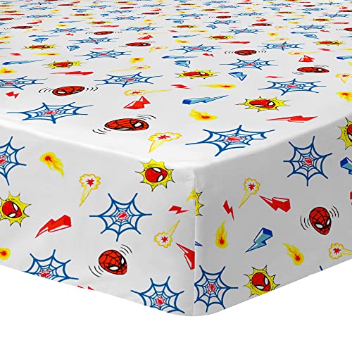 SPIDERMAN Avenger Drap Housse Enfant | 100% Coton | OEKO-TEX | 90x190 cm | Imprimé Garçon | Blanc