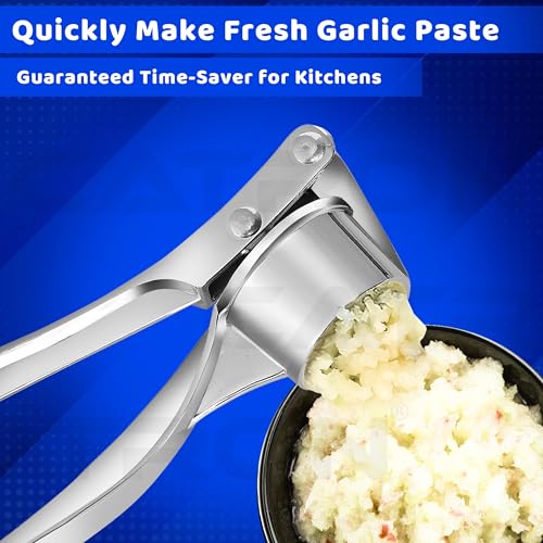 Image of Catron Stainless Steel Garlic Crusher Presser Garlic Press Manual Garlic Mincer | Garlic Cutter Chopper | Easy to Squeeze & Clean for Kitchen