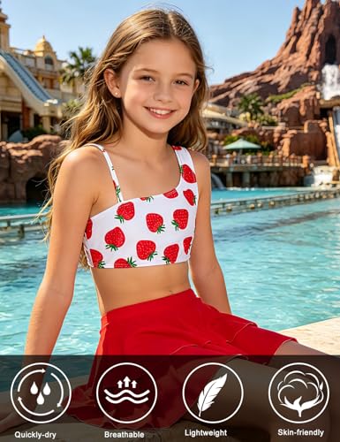 Image of RAISEVERN Girls Swimsuit 3 Piece Bathing Suits Cute Swimwear for 5-12 Years