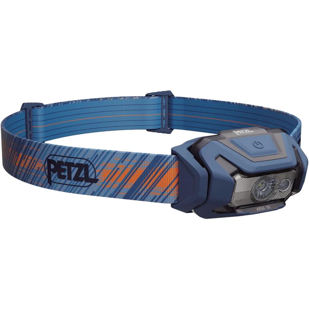 PETZL ARIA 1R RGB Stirnlampe - Leichte & Wiederaufladbare 475 Lumen Stirnlampe - Blau