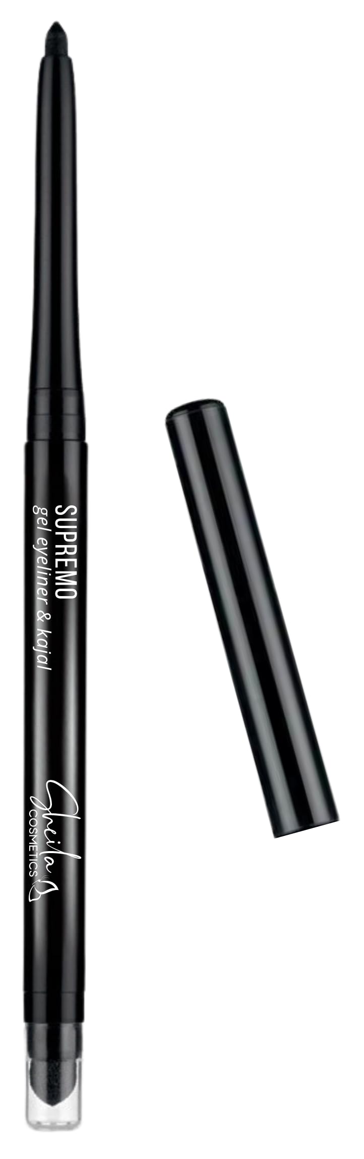 Supremo Eyeliner & Kajal, Matita Occhi Automatica Waterproof a Lunga Durata 20H, Colore Intenso e Tratto Ultra Preciso, Oftalmologicamente Testato, 10 Intense Black, 0.33g